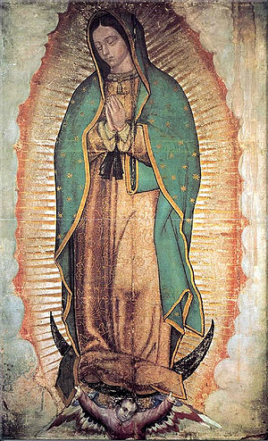 La Iglesia Católica considera la imagen de la Virgen de Guadalupe estampada en la tilma de Juan Diego como una imagen de origen sobrenatural  Photo credit Wikipedia